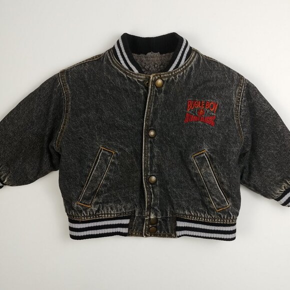 Vintage Bugle Boy Sherpa Lined Black Denim Jacket 18-24 Months - Picture 5 of 12